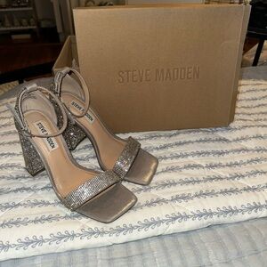 Steve Madden Tia Silver 4 Inch Rhinestone Heels